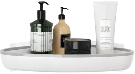 JJoexyfit Mensola angolare adesiva per doccia, mensola portaoggetti da parete, organizer per shampoo, mensola in plastica per doccia, cucina, bagno (bianco)