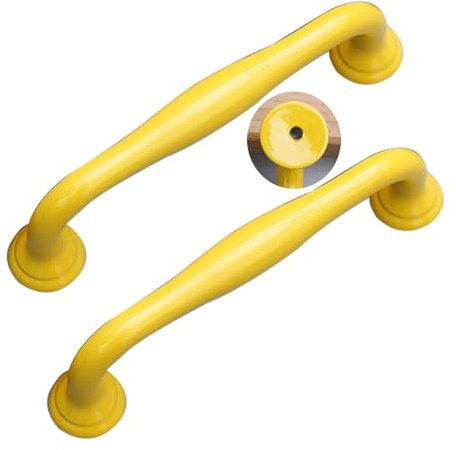 JMCXSM592 2 Stück Türklinken Bunte Kinderzimmer-Pulls Schrankgriff Möbelgriffe Aluminiumlegierung,Profilgriff Kleiderschrankgriffe Schubladen Knöpfe Möbel Hardware (Lochabstand 128mm,Gelb)