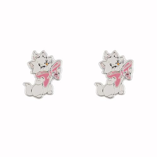 Disney Aristocats Marie Boucles d'oreilles plaquées argent, taille unique, plaqué argent, sans pierre précieuse