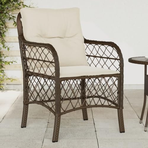 qohoio Gartenstühle mit Kissen GartenstüHle Gartensessel Outdoor Garten StüHle Terassenstuhl 2 STK. Braun Poly Rattan - 365154