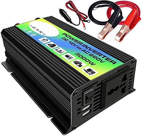 Inversor Coche,Inversor de Corriente 3000W 12V a 220V / 110V ACTUALIZADOR DE POTERA del Capa CONVERADOR Adaptador DE Cargador DE USB Dual USB Transformador de Voltaje Modificado