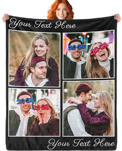 ERICAT personalisierte Decke Foto und Text,Decke personalisiert Baby Decke,kuscheldecke personalisiert,kuscheldecke mit Foto,selbst gestalten Geschenke für Mama, Papa, Paare, Freundin, Freund