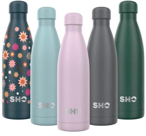 SHO Stainless Steel Water Bottle - Leak Proof, BPA Free, No Sweat, Vacuum Insulated Double Walled Metal Flask - Original 2.0-12 Hours Hot 24 Hours Cold (500ml, Pale Lavender)
