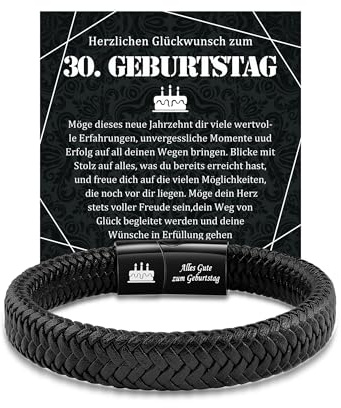 MANVEN Geburtstag Männer Junge Geschenk für Sohn Bruder Freund Papa Neffen | 16. 18. 30. 40. 50. 60. Geburtstag Lederarmband Herren für Enkel Ehemann Opa Kollegen