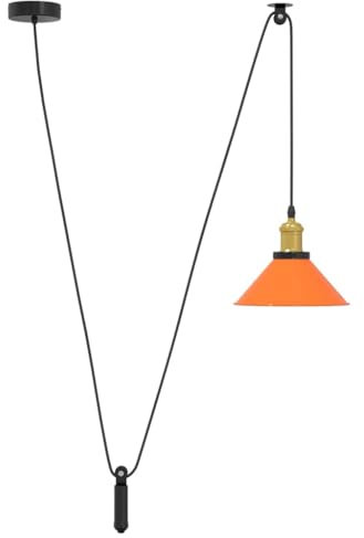 vidaXL Pendelleuchte Höhenverstellbar E27 Orange Glänzend Ø22cm Metall, Pendellampe, Hängelampe Orange, Insel-Hängelampe, Pendelleuchte für Küche