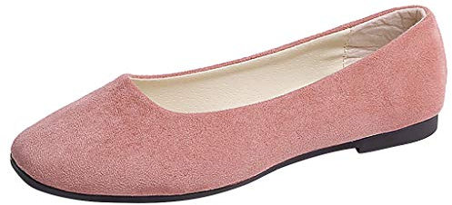 Zapatos escolares sin cordones para mujeres y niñas, color liso, talla grande, planos, poco profundos, cómodos, casuales, zapatos individuales de verano, Pink, 40 EU