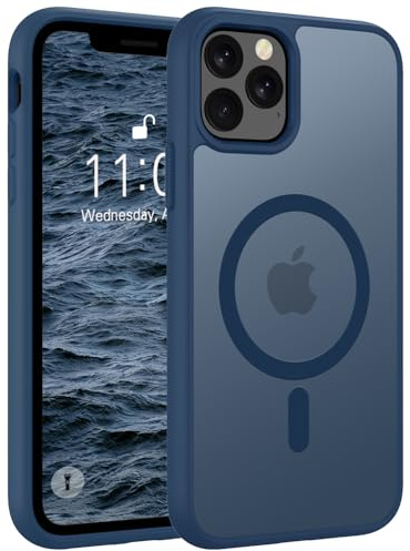 Andwing Matt Hülle für iPhone 11 Pro Max Dunkelblau | [Kompatibel mit MagSafe], Militärstandard FallSchutz Handyhülle Mattierte Durchscheinende Rückseite Schutzhülle