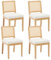 chairus 4er Set Esszimmerstühle Chenille Küchenstühle mit Rattan Rückenlehne Retro Holz Akzentstühle Polsterstühle für Esszimmer Küche Wohnzimmer (Weiß-4)