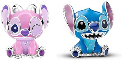 PHCLASY Blau+Rosa Außerirdischer Hund Charm für Armbänder Halsketten und europäische Schlange Kette Große Geschenke für Frauen Urlaub/Geburtstag