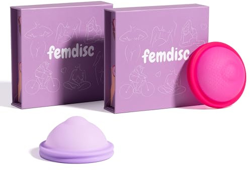 femdisc Menstruationsscheiben classic | wiederverwendbar | 12h Schutz | freihändiges Entleeren | medizinisches Silikon | für leichte & starke Periode | geeignet für Periodensex (Regular & Small)