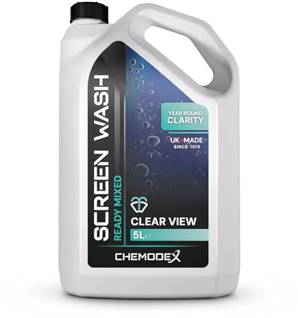 Clear View Ready Mix Screen Wash 5 Litre - All Season Car Windscreen Washer Fluid, Streak-Free, Anti-Freeze & Bug Remover