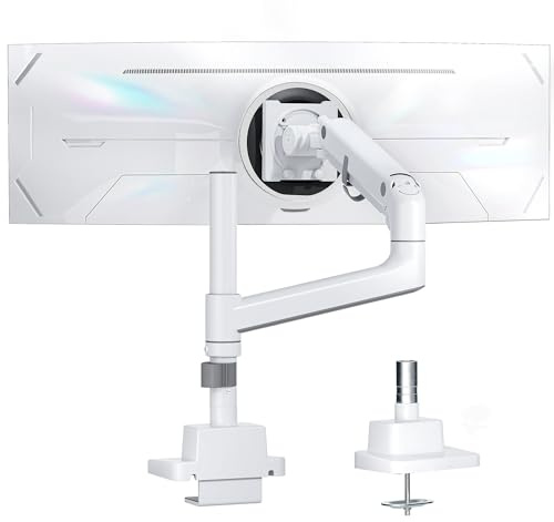 monTEK Heavy Duty Monitor Halterung mit hoher Säule für 17–57 Zoll | Ultrawide-Bildschirme, Gasfeder-Monitor arm mit doppelter Krümmung für Schreibtische, 75/100 mm VESA-Halterung , Schwarz