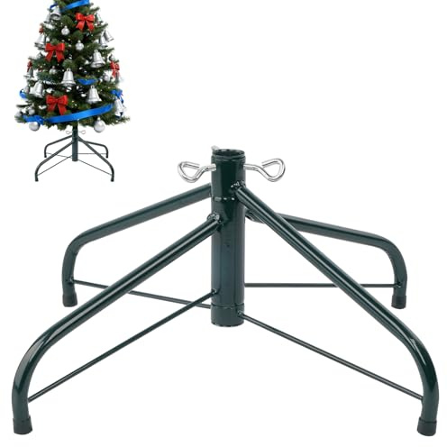 AddGrace Folding Christmas Tree Stand Metal Tree Stand Fits 0.86 Inch Pole for Home Decoration (17) Green