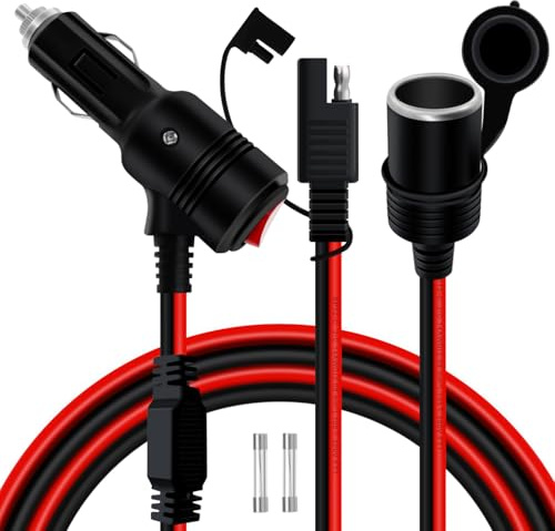 HuaLiSiJi Alargadera Mechero Coche de SAE Splitter Cable 14AWG Macho y Hembra Enchufe Mechero de SAE Connector 12V 24V para Coche, Moto, SUV, Barco (14AWG, 1 m)