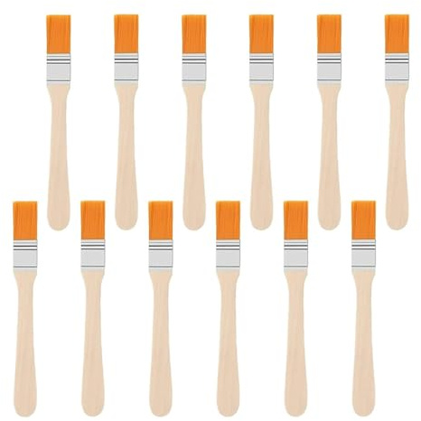 12 PCS Small Paint Brushes, Wood Handle for Furniture and Wall Painting, Small Nylon Bristle Brushes for Touch up Painting Wall Door Cabinets Fences Furniture