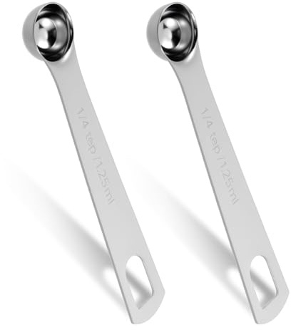 2pcs 1/4 Teaspoon Measuring Spoon 1/4 TSP 1.25 ml 1.25 cc Tablespoon Measuring Spoon Stainless Steel Mini Small Table Measure Spoons Short Handle Metal Teaspoon Scoop for Kitchen Cooking