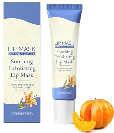 Pumpkin Exfolating Lip Mask, Lippenpeeling, Lippenpflege, Lippenpeeling Zum Peelen Und Glätten Der Lippen, Intensive Feuchtigkeit für Trockene Lippen, Glatte und Weiche Lippenpflege (1PC, 15G)