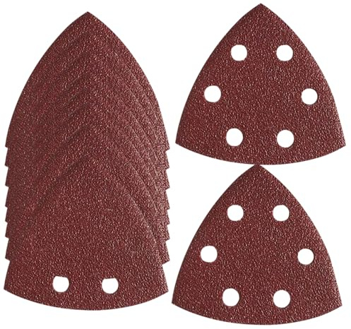 Unifizz Triangle Sanding Sheets 90x90x90mm 10 PCS Detail Sander Pads Durable Dust-Free 6-Holes Sander Sandpaper Hook and Loop Mouse Sanding Pads 120 Grit