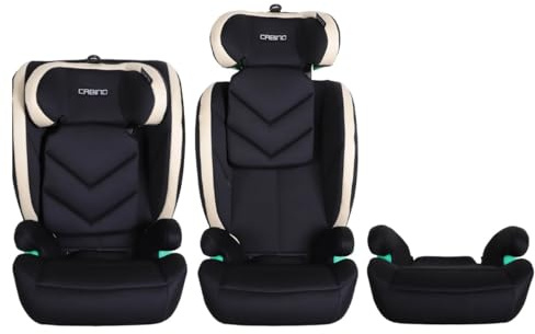 Cabino Kindersitz Gruppe 2/3 i-Size – ISOFIX Autokindersitz Dynamic mitwachsend Beige, ab 15 kg bis 36 kg, ECE R129, ab 3 bis 12 Jahre, abnehmbarer Bezug