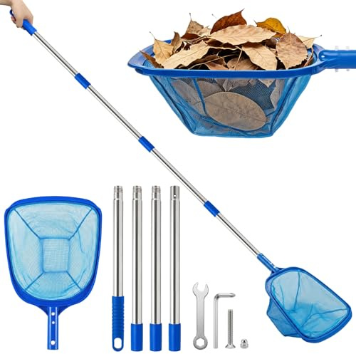 Flying Pottery Red Piscina Limpia, Kit Limpieza Malla Fina y Red Profunda | Recogehojas para Piscinas Profesional con Barra Telescópica 185cm, para Estanques, Spas, Fuentes (Rete para piscina)