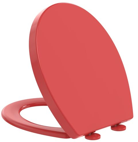 YEAUPE PRO Toilettendeckel mit Absenkautomatik, WC-Sitz mit Quick-Release-Funktion und Softclose Absenkautomatik - Toilettensitz mit Verstellbaren Scharnieren, Rot 44,6 * 37,2CM