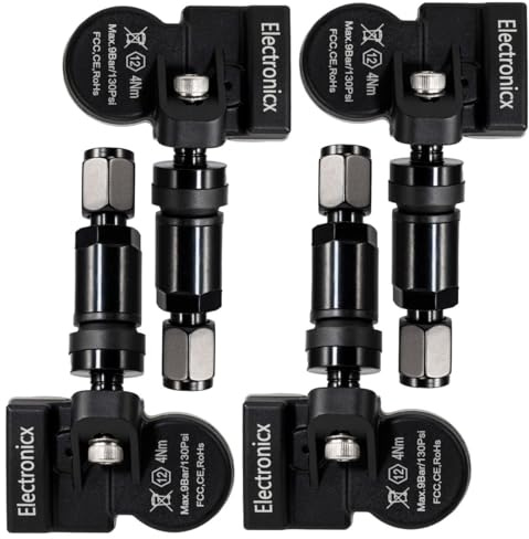 Electronicx 4X RDKS Sensor für Toyota Sequoia 2021-2022 vorprogrammiert 433MHz TPMS Reifendrucksensor Metallventil Schwarz 4er Set Ersatz Alufelgen Stahlfelgen