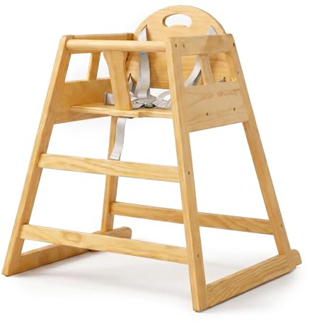 Relaxdays Kinderstuhl, Holz, 5-Punkt-Gurt, HxBxT: 76 x 48 x 49,5 cm, natur | Hochstuhl Baby & Kleinkind, Kinderhochstuhl