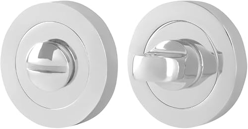 House Fittings UK Satin Nickel Bathroom Thumb Turn and Release Lock Set 51mm, Privacy Door Lock, Round Bathroom Turn Lock, Door Lock Deadbolt Kit for WC Toilet Bathroom Doors