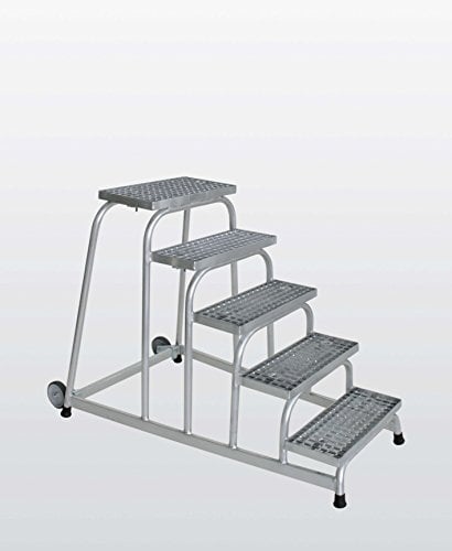 Aluminium-Arbeitspodest fahrbar, mit Stahl-Gitterrost, 5 Stufen Arbeitshöhe bis ca. 3,00 m