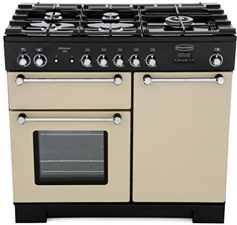 Rangemaster KCH100DFFCR/C Kitchener Cream with Chrome Trim 100cm Dual Fuel Range Cooker