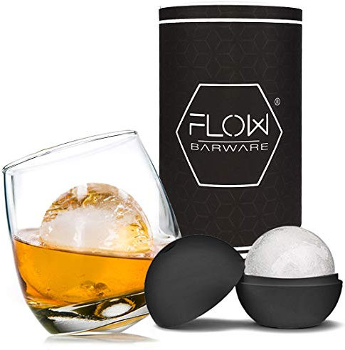 FLOW Barware Vaso de whiskey giratorio y cubitera extragrande