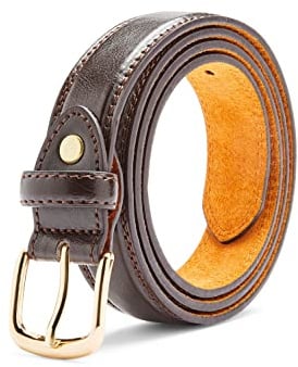 Chums Mens Leather Belt Casual 1 Inch Fashion Trouser Belt Brown