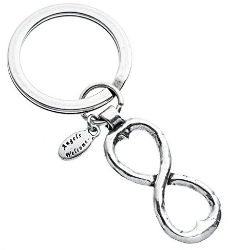 Schlüsselanhänger am Ring | Symbol Ewigkeit versilbert | Organza säckchen