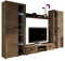 Wohnwand Rango XL, Modernes Wohnzimmer Set, Design Anbauwand, Schrankwand, Mediawand, Vitrine, TV Lowboard, (Lefkas Eiche, mit weißer LED Beleuchtung)