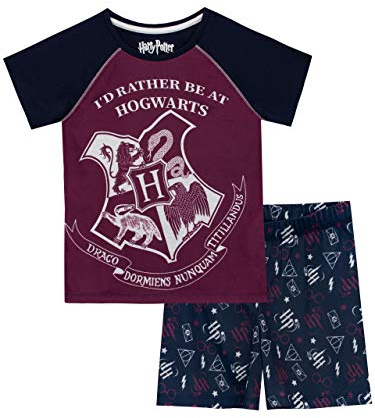 Harry Potter Pigiama a Maniche Corta per Ragazze Hogwarts Blu 12-13 Anni