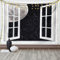 ABAKUHAUS Weltraum Wandteppich, Fenster zum Weltraum aus Weiches Mikrofaser Stoff Waschbar ohne Verblassen Digitaldruck, 150 x 110 cm, Schwarz Weiß Grau