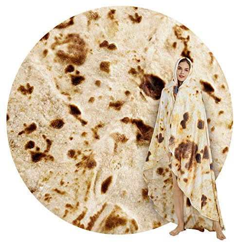 SeaRoomy Burritos Tortilla-Überwurfdecke, Tortilla-Wickeldecke, Neuheit Tortilla-runde Decke, riesige Tortilla-runde weiche Decke für Erwachsene und Kinder