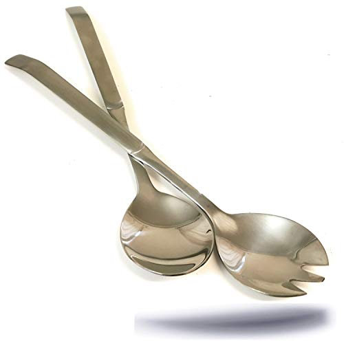 Kerafactum Salat Besteck Salatbesteck aus gebürstetem Edelstahl Salatlöffel und Salatgabel im Set Löffel Gabel für Salate auch als Vorlegebesteck und Chafing Dish geeignet in TOP Qualität 24 cm