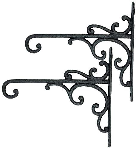 Sungmor - Soportes para cestas de hierro fundido de alta resistencia, 29 cm y 2 unidades, ganchos decorativos de pared para comedero de pájaros, linternas, campanillas de viento, macetas colgantes