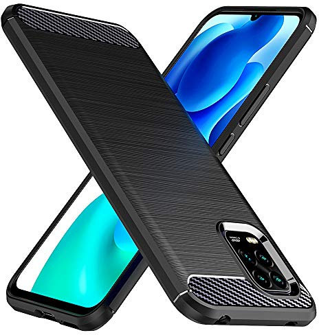 TesRank Xiaomi Mi 10 Lite 5G Hülle, Premium Weiche kohlefaser Handyhülle mit Wärmeableitungs-Design [Shock Absorption] [Anti-Slip] Kratzfest Schutzhülle Case für Xiaomi Mi 10 Lite 5G-Schwarz