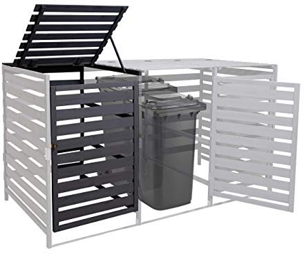Extension pour abri à poubelles XL pour 1 ou 2 poubelles HWC-H62, Bois Massif 110x65x93cm - Anthracite