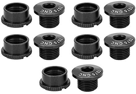 Pernos de manivela de bicicleta, aleación de aluminio Pernos de bielas de bicicleta de carretera Tornillos de rueda de cadena de bicicleta Pernos de manivela y tuerca para placa dental única(Negro)