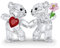 Swarovski Kris Bears Happy Together Figuren-Set, klarer Kristall mit rotem Herz und rosa Blumen-Akzent, Teil Kris Bears Kollektion