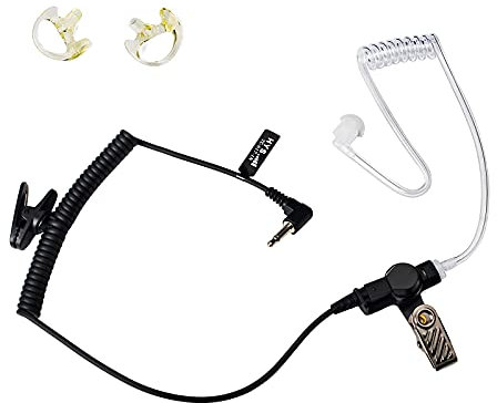 TWAYRDIO Walkie Talkie - Auriculares de 3,5 mm con tubo de aire encubierto con un par de moldes medianos para radio bidireccional de 1 pin Motorola Kenwood Vertex Yaesu