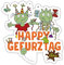 Spreadshirt Die Olchis Classic Happy Gefurztag Geburtstag Sticker, max. 10 x 10 cm, 10 x 10 cm, Mattweiß