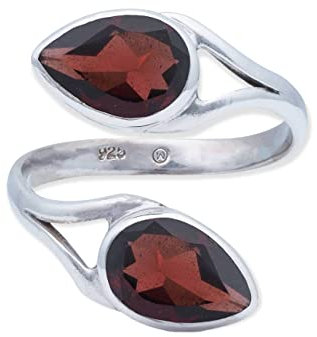 Ring 925 Silber Granat roter Stein größenverstellbar Edelstein echt Silber Damen Sterling Silber Geschenk (MRV-088-52)