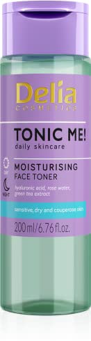 Delia Cosmetics – Tonic Me - Feuchtigkeitsspendendes Tonic - Empfindliche, Trockene & Vaskuläre Haut - Hyaluronsäure, Rosenblütenextrakt - Erfrischt, Spendet Feuchtigkeit - Vegane Kosmetik - 200ml