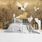 REINDERS Fototapete, Kraniche, Wohnzimmer, Bilder, Wanddeko, Room Decor, 130 gr. matt Vlies, Gold, 260x384cm