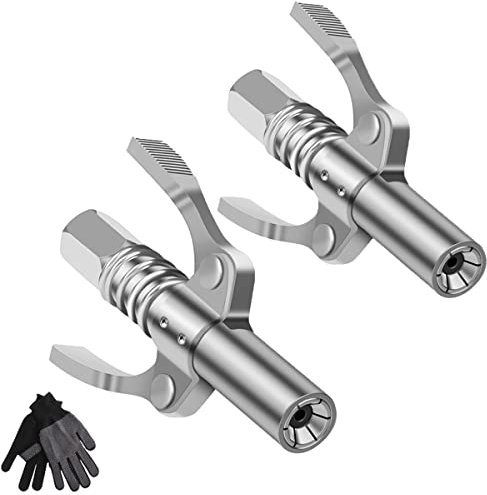 Mocoli G Coupler für Fettpresse, 2Pcs Kupplung für Fettpistole Aufsatz Fettpumpe Mundstück Kegel-Schmiernippel Verriegelungszange Schnellkupplung für alle Arten Fettpressen Leichtes Ausziehen