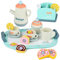 Juego de Té de Madera, Accesorios de Cocina para Niños, Fiesta de Té para Pequeños de 3 a 5 Años (Multicolor)